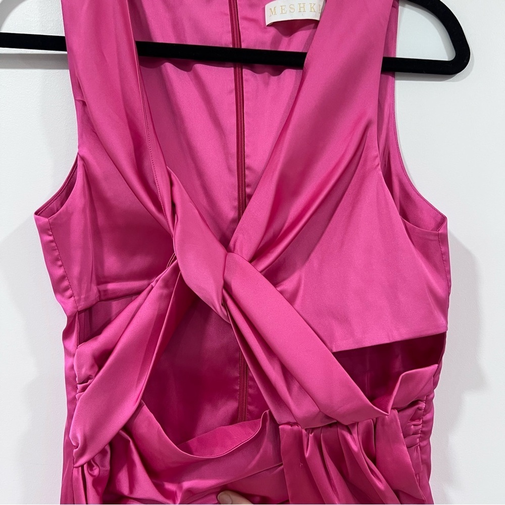 Meshki Hot Pink Satin Mini Dress - Picture 3 of 5